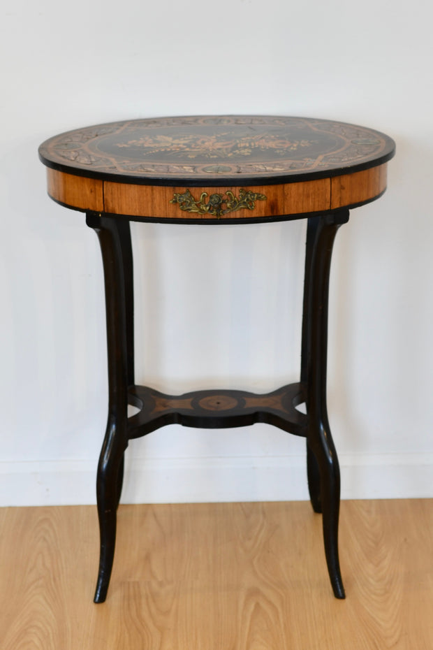 Antique Continental Marquetry Inlaid Side Table