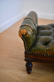 Antique Leather Footstool with Adjustable Base