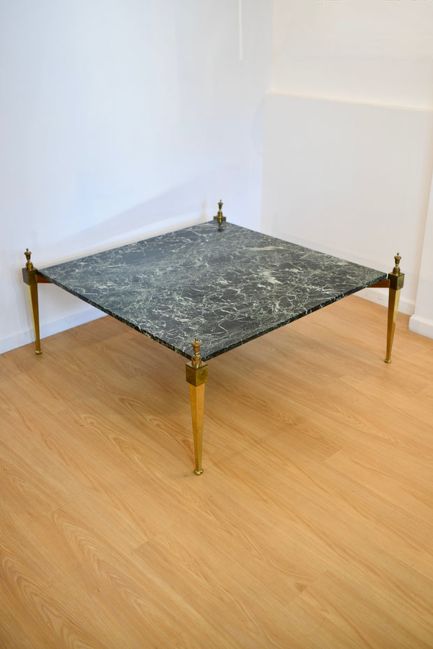 Directoire Style Brass Marble Top Coffee Table