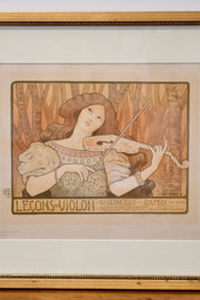 Paul Berthon 'Lecons de Violon' Original Lithograph