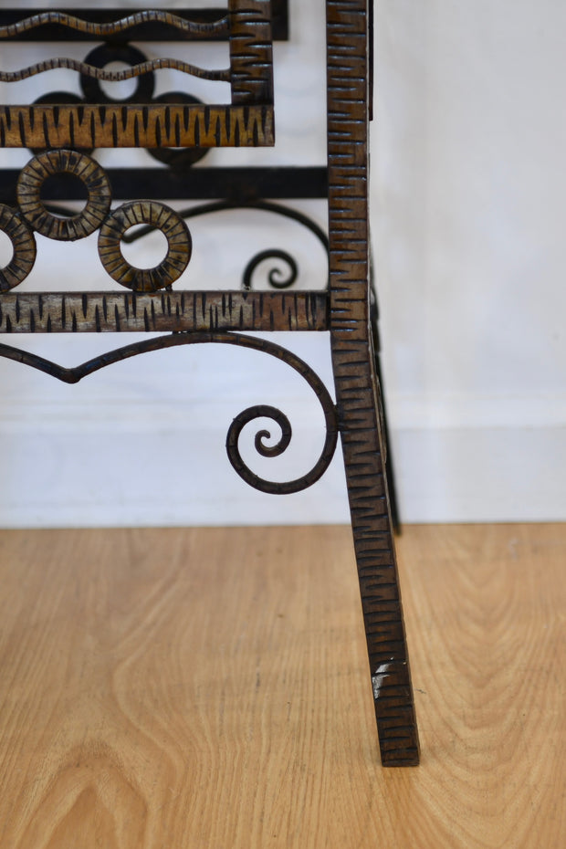 Black Glass Top Nautical Metal Table