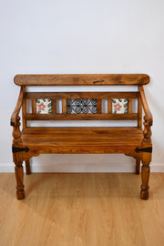 Wooden Bench with Tiled Back