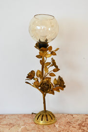 Vintage French Brass Rose Lamp