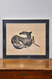 Pencil Signed Lithograph of Horse