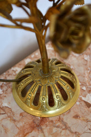Vintage French Brass Rose Lamp