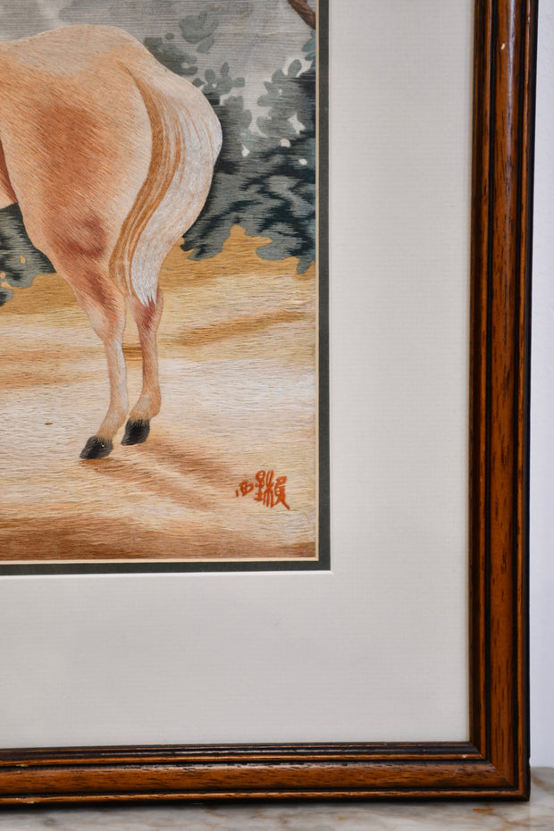 Japanese Embroidered Picture of Horses