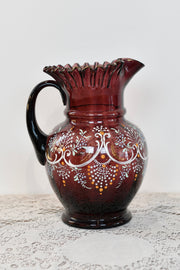 Bohemian Ruffled Glass Pitcher