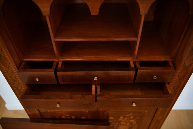 Louis XVI-Style Inlaid Secretaire Abattant