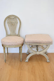 Antique Upholestered Chair with Matching Bench
