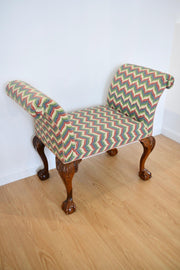 Chippendale Style Mahogany Upholstered Scroll
