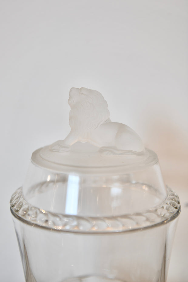 Gillinder & Sons Frosted Lion Glass Compote