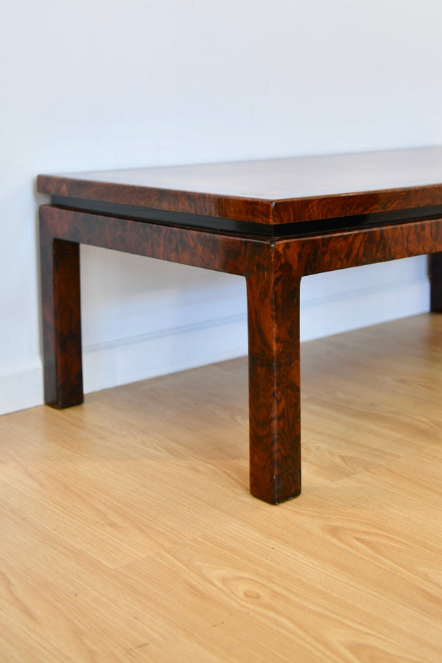 Burlwood Coffee Table with Banded Top