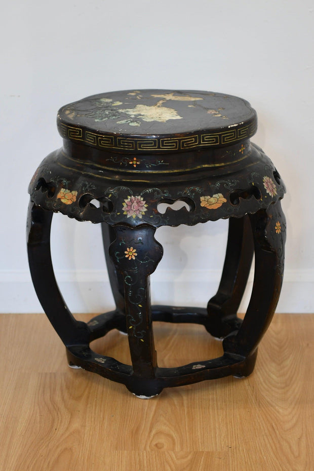 Antique Asian Wood Garden Seat