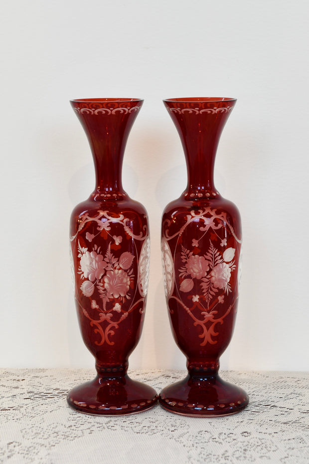 Czech Handmade Ruby Bohemian Glass