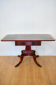Inlaid Mahogany Drop Leaf Pedestal Table
