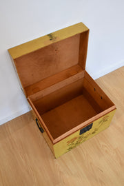 Japanese Yellow Painted Leather Box