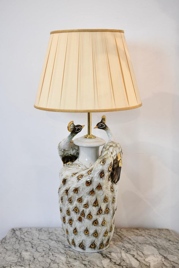 Capodimonte Porcelain Peacock Lamp