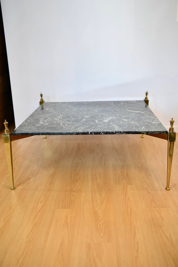 Directoire Style Brass Marble Top Coffee Table