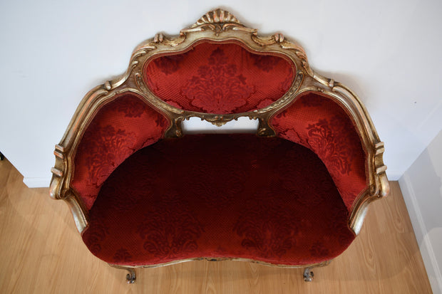 Antique Italian Upholstered Settee