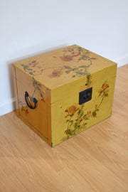 Japanese Yellow Painted Leather Box