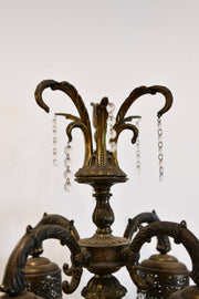 Spelter Lamp with Crystal Prisms