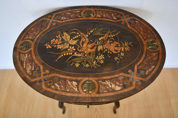 Antique Continental Marquetry Inlaid Side Table
