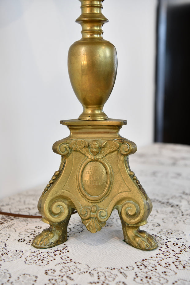 Italian Baroque Style Brass Altar Stick Lamp