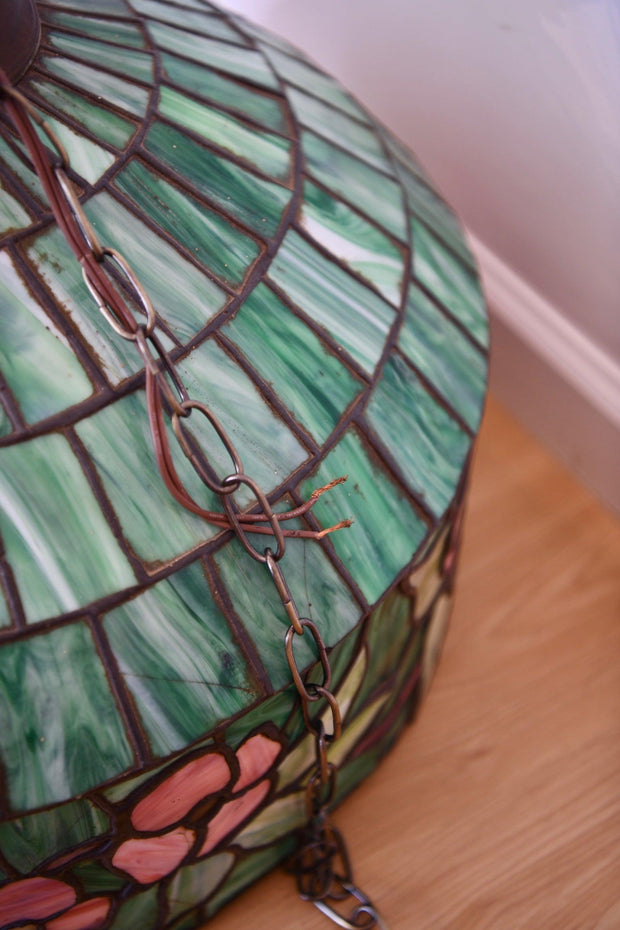Large Leaded Glass Slag Lamp