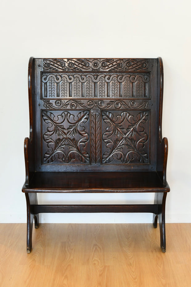 Carved Walnut Pew
