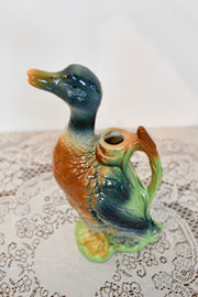 Porcelain Duck Candlestick and Figurine