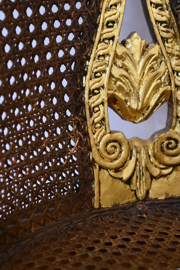 Antique Louis XVI Gold Leaf Cane Chair