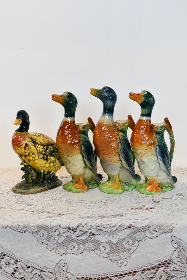 Porcelain Duck Candlestick and Figurine