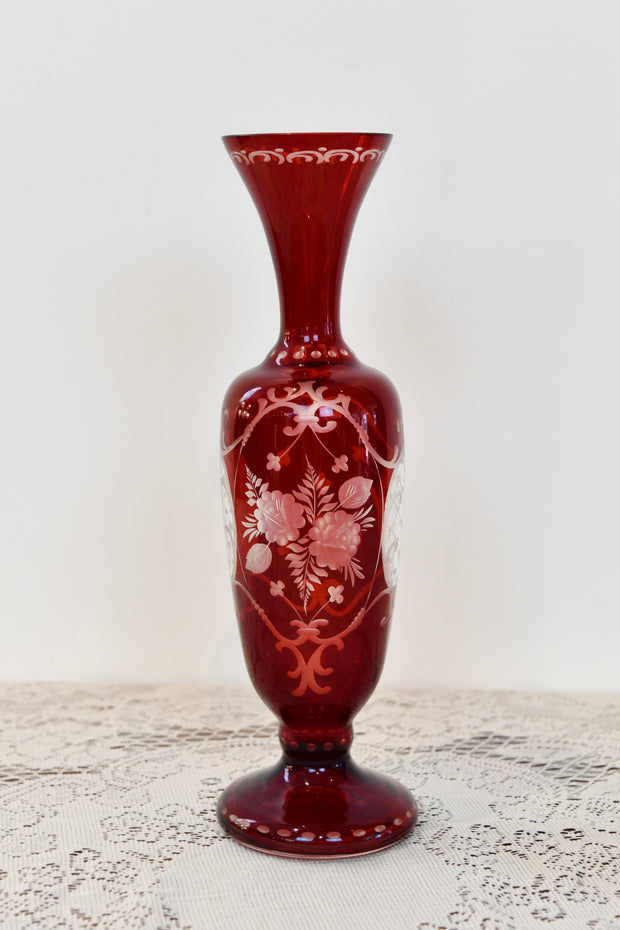 Czech Handmade Ruby Bohemian Glass