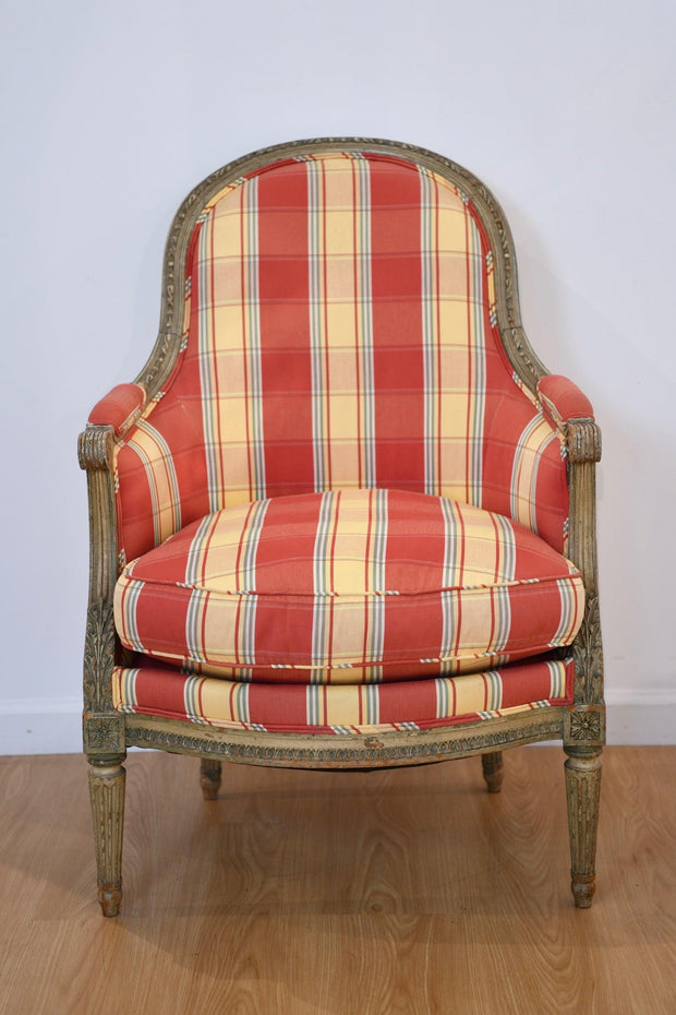 Vintage Louis XVI Style Upholstered Bergere