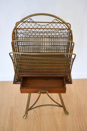 Mahogany and Brass Wirework Magazine Rack