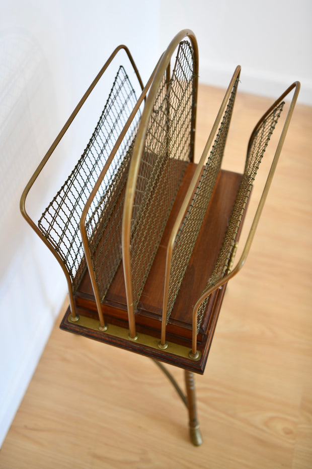 Mahogany and Brass Wirework Magazine Rack