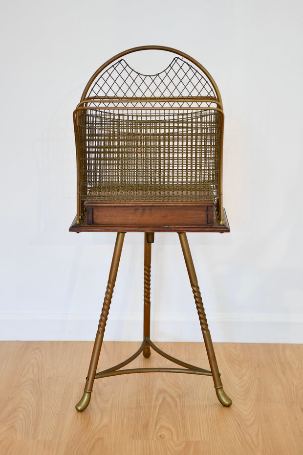 Mahogany and Brass Wirework Magazine Rack