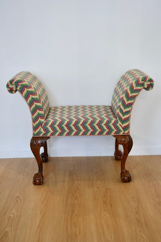 Chippendale Style Mahogany Upholstered Scroll