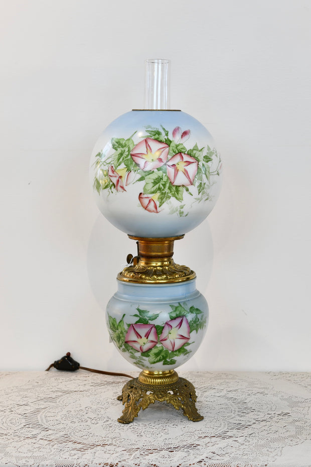 Antique Electrified Gone With the Wind Lamp