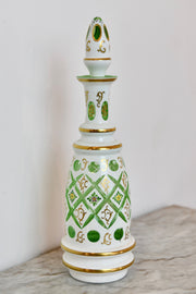Vintage Bohemian Cut to Green Decanter