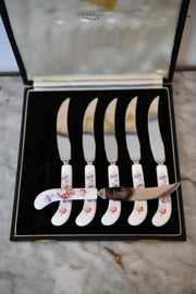 Vintage Royal Crown Derby Cheese/Fruit Knives Set