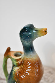 Porcelain Duck Candlestick and Figurine