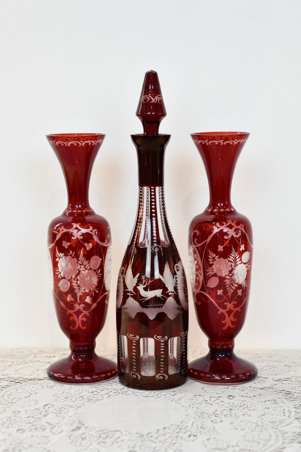 Czech Handmade Ruby Bohemian Glass