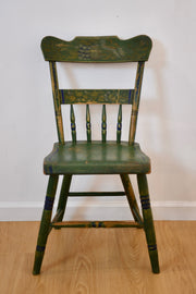 Pennsylvania Green Painted Half Spindle Back Seat Chair