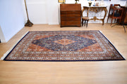 Signed Vintage Hand Knotted Diamond Patterned Rug