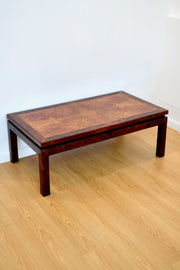 Burlwood Coffee Table with Banded Top