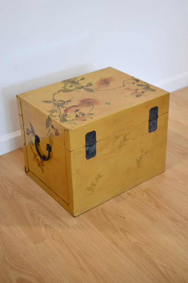 Japanese Yellow Painted Leather Box