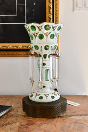 Antique Green Glass Lustre Lamp