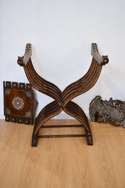 Syrian Savonarola Chair with Mother of Pearl