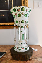 Antique Green Glass Lustre Lamp
